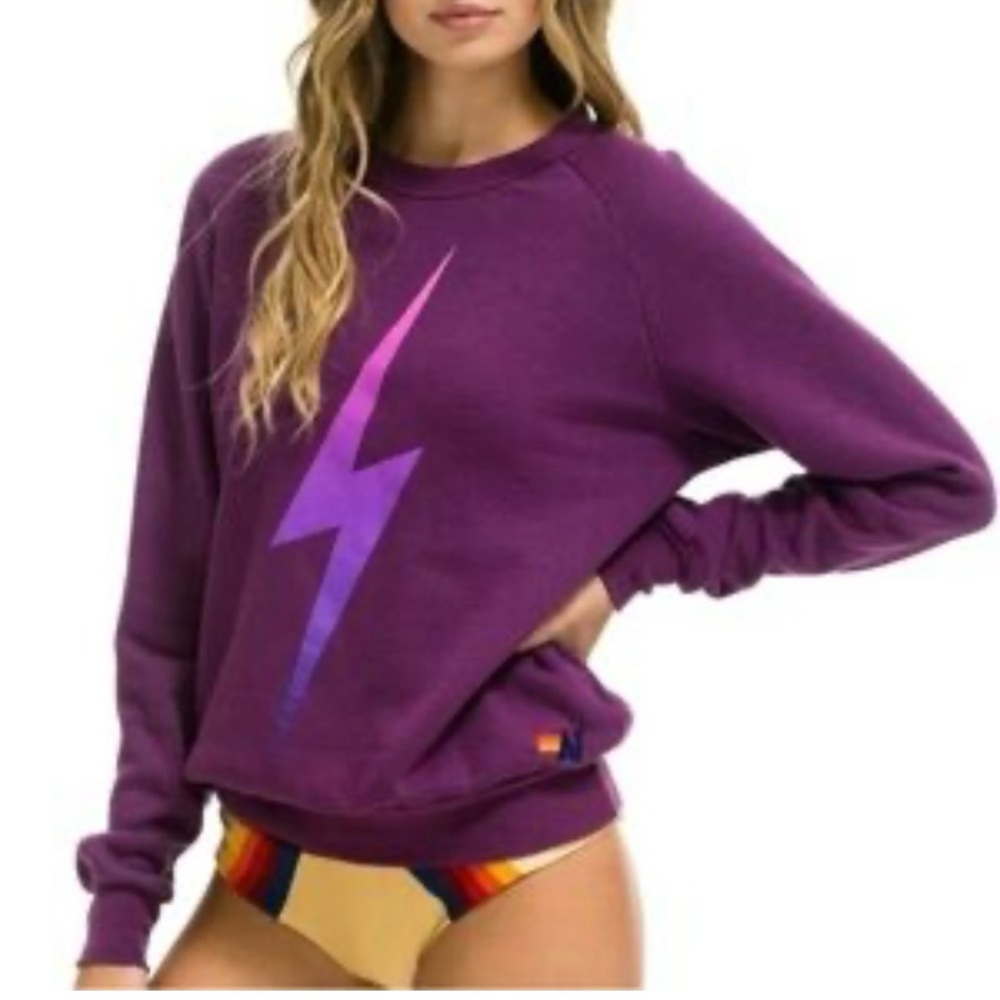 Limited edition sold out  Aviator Nation Purple Sweatshirt with Lightning Design